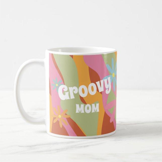Groovy Mother's Day Mama Blume Foto rahmen Kaffeetasse (Links)