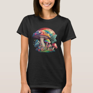 Groovy Mushroom 70 s Hippy Colorful Graphic Womens T-Shirt