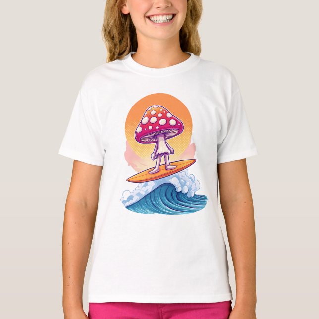 Groovy Mushroom Surfer Typ T-Shirt (Vorderseite)