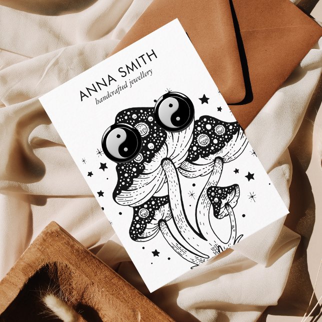 Groovy Mushroom Trippy Retro Earring Display Busin Visitenkarte (Von Creator hochgeladen)