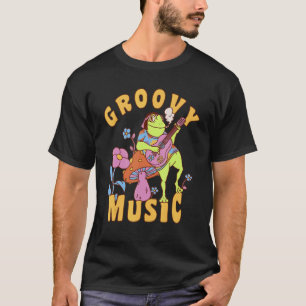 Groovy Music Frosch spielt Gitarre auf Pilz Friede T-Shirt
