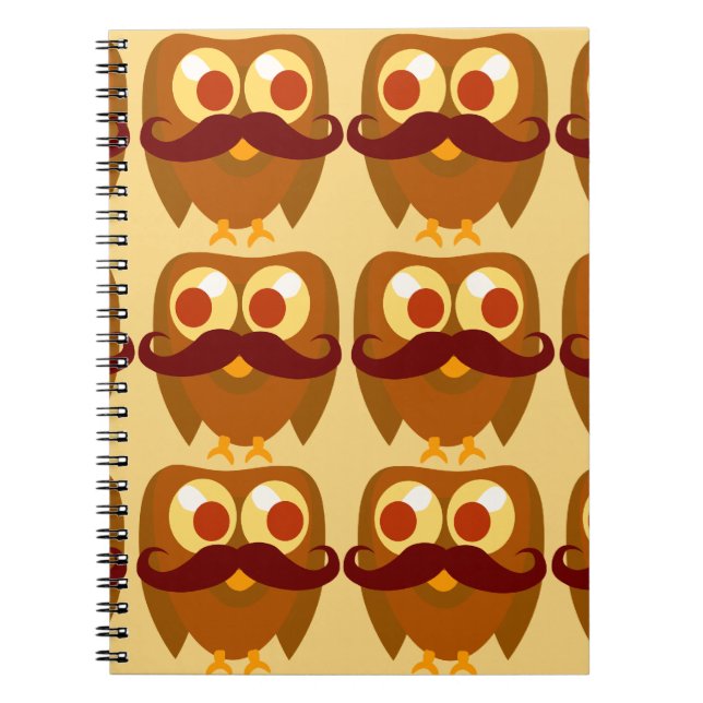 Groovy Mustache Owls Notizblock (Vorderseite)