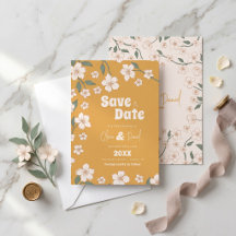 Groovy Mustard Floral Save the Date