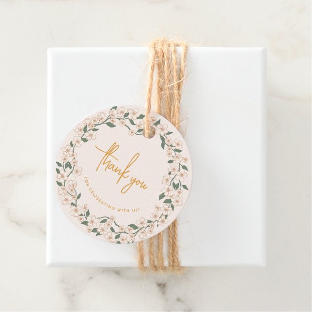 Groovy Mustard Floral Wedding Geschenkanhänger (Beispiel)