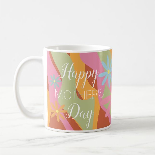 Groovy-Muttertags-Blumenrahmen-Foto   Kaffeetasse (Links)