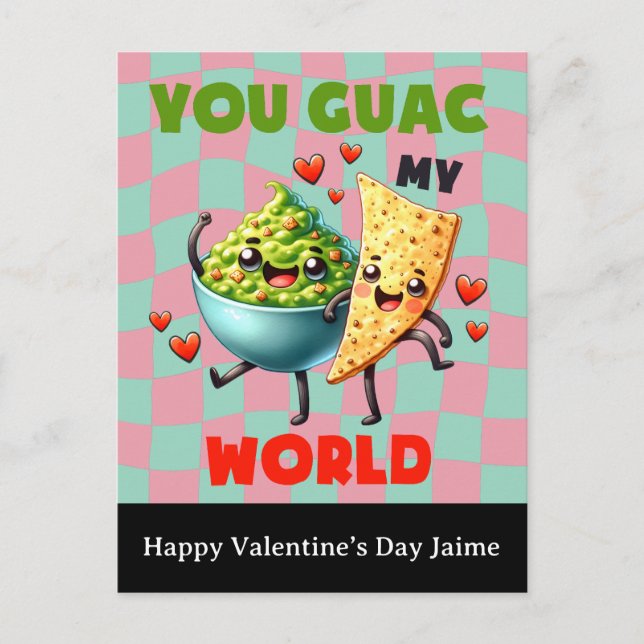 Groovy Nacho Cheese Guac Valentinstag Postkarte (Vorderseite)