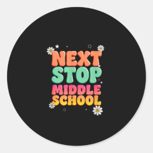 Groovy nächste Haltestelle Mittelschule Retro-Absc Runder Aufkleber
