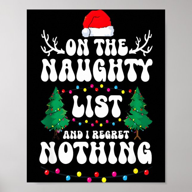Groovy Naughty List Christmas Xmas Santa Mens Wome Poster (Vorne)