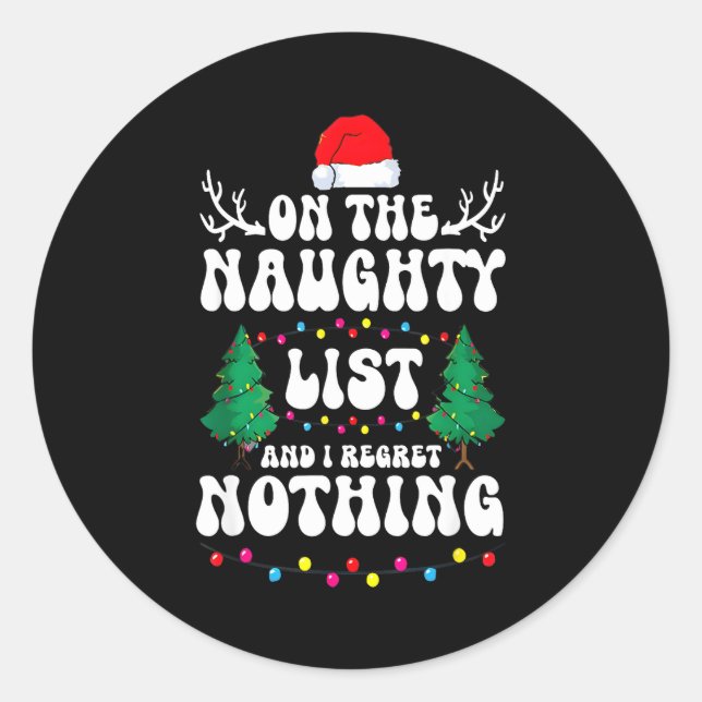 Groovy Naughty List Christmas Xmas Santa Mens Wome Runder Aufkleber (Vorderseite)