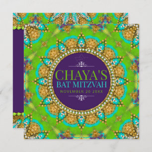 Groovy Neon Glamour Bat Mitzvah Einladung