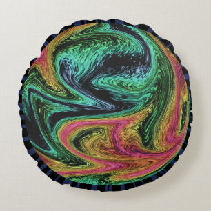 Groovy Neon Marble Rundes Kissen