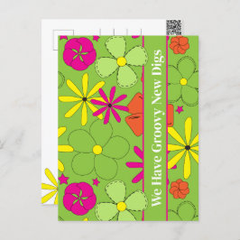 Groovy New Digs Address Moving Ankündigung Postkarte