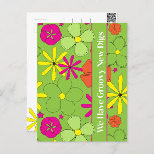 Groovy New Digs Address Moving Ankündigung Postkarte