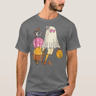 Groovy Niedlich Ghost Girls Pumpkin Spooky Hippie  T-Shirt