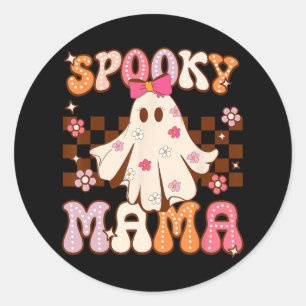 Groovy Niedlich Ghost Spooky Mama Halloween Costum Runder Aufkleber
