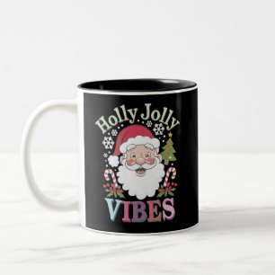 Groovy Niedlich Santa Claus Holly Jolly Vibes Xmas Zweifarbige Tasse