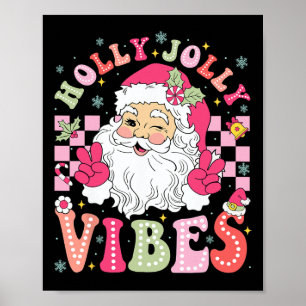 Groovy Niedlich Santa Claus Weihnachten Vibes Xmas Poster