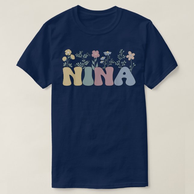 Groovy Nina Grandmutter Blume Nina Grandma  T-Shirt (Design vorne)