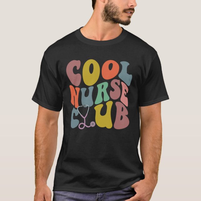 Groovy Nurse Cool Nurse Club School Nurse RN ICU E T-Shirt (Vorderseite)
