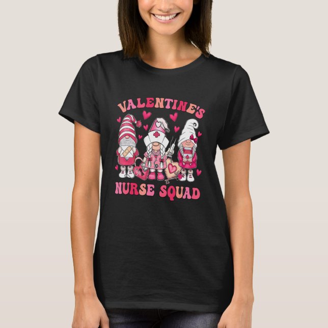 Groovy Nurse Squad Gnomes Nurse Valentines Day Nur T-Shirt (Vorderseite)