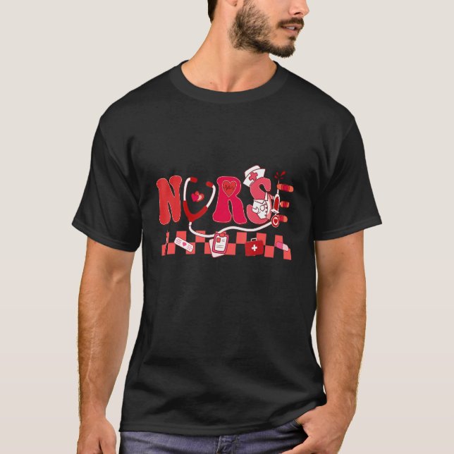 Groovy Nurse Valentine's Day Vibes Hippie Nurse Li T-Shirt (Vorderseite)