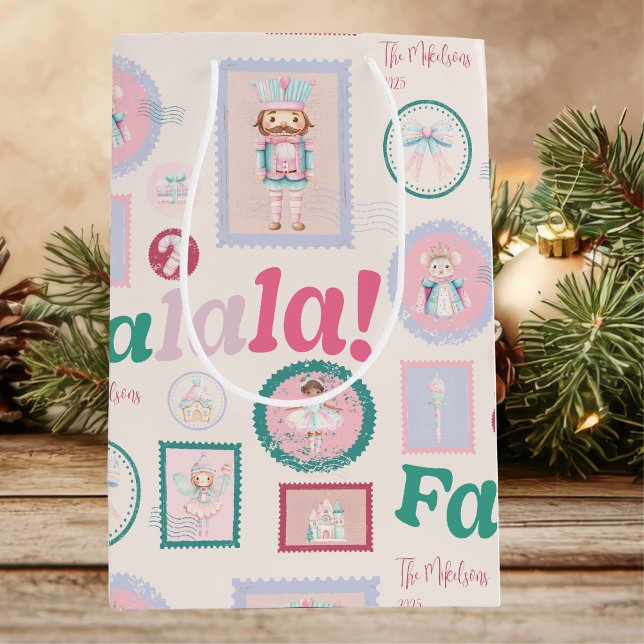 Groovy Nussknacker Retro-Pastell-Weihnachten Mittlere Geschenktüte (Von Creator hochgeladen)