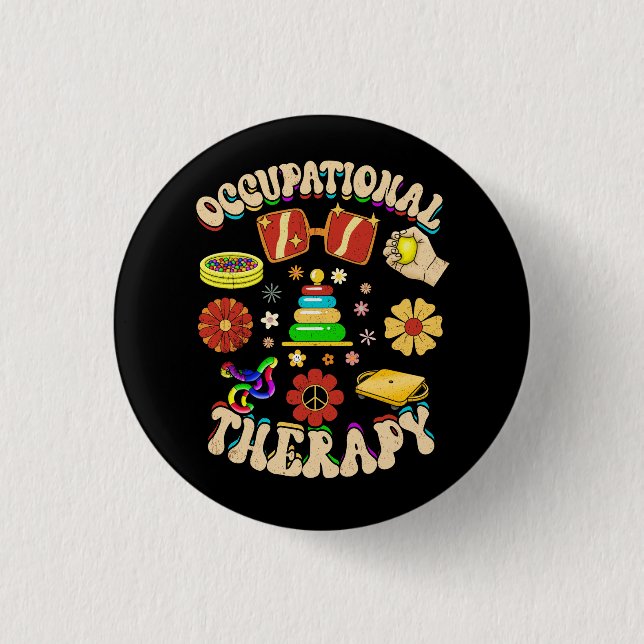 Groovy Occupational Therapy Ot Month Button (Vorderseite)