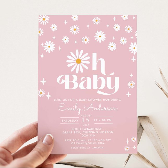 Groovy Oh Baby Daisy Baby Shower Einladung (Von Creator hochgeladen)