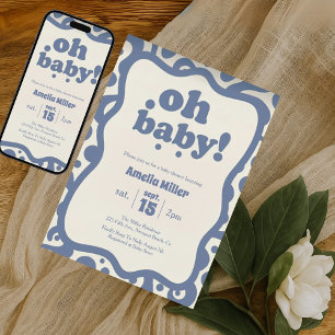 Groovy Oh Baby! Einladung zur Babyparty   Retro 70