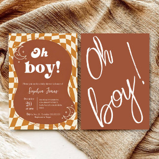 Groovy "Oh Boy!" Babyparty-Einladung  Einladung