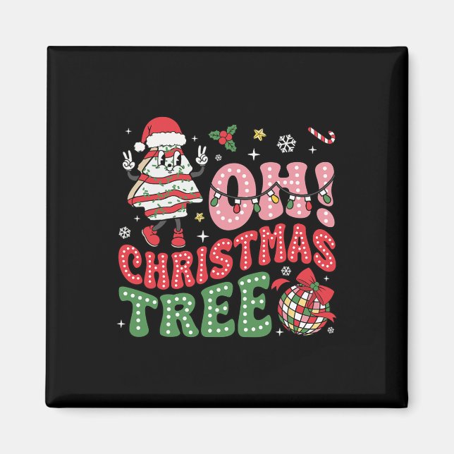 Groovy Oh Christmas Tree Cakes Funny Xmas Cake Lov Magnet (Vorne)