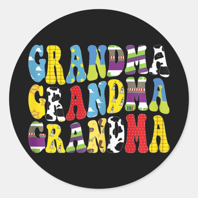 Groovy Oma Matching Family Birthday Mother#39; Runder Aufkleber (Vorderseite)