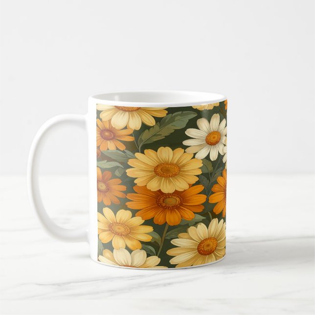 Groovy Oma Retro-Blumenmuster Geschenk Kaffeetasse (Links)