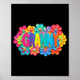 Groovy Oma-Ton Stil farbenfrohes florales Design Poster