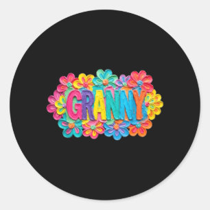 Groovy Oma Ton Stil Farbige Blumenmuster Runder Aufkleber