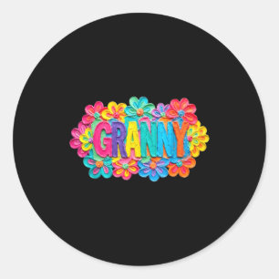 Groovy Oma-Ton stilvolles farbenfrohes florales De Runder Aufkleber