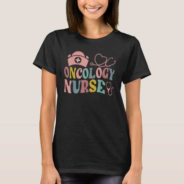 Groovy Oncology Nurse Oncologist Nurse Practitione T-Shirt (Vorderseite)