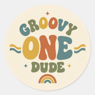 Groovy One 1. Geburtstag Aufkleber