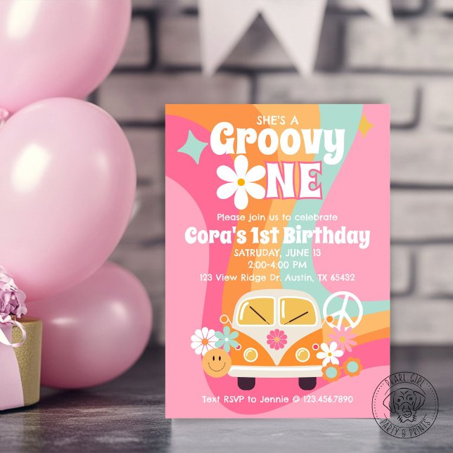 Groovy One 1. Geburtstag Einladung (Von Creator hochgeladen)