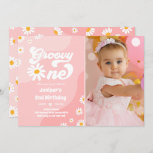 Groovy One 1. Geburtstag Party Boho Floral Daisy Einladung