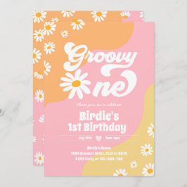 Groovy One 1. Geburtstag Party Boho Floral Daisy Einladung