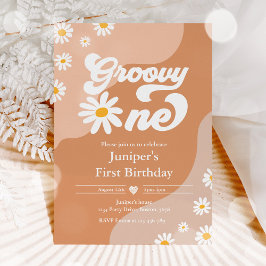 Groovy One 1. Geburtstag Party Boho Floral Daisy Einladung
