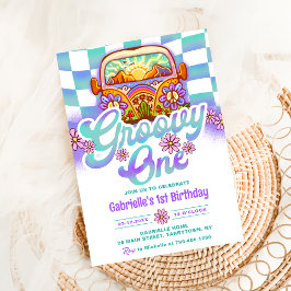 Groovy One 1. Geburtstag Party Boho Floral Daisy Einladung