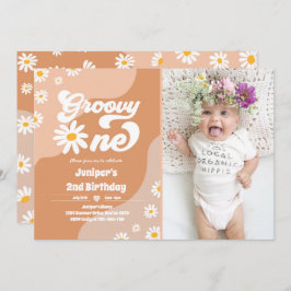 Groovy One 1. Geburtstag Party Boho Floral Daisy Einladung