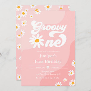 Groovy One 1. Geburtstag Party Boho Floral Daisy Einladung