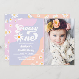 Groovy One 1. Geburtstag Party Boho Floral Daisy Einladung