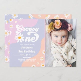 Groovy One 1. Geburtstag Party Boho Floral Daisy Einladung
