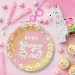 Groovy One 1. Geburtstag Party Boho Retro Daisy Pappteller