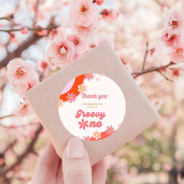 Groovy One 1. Geburtstag Party Boho Retro Daisy Runder Aufkleber