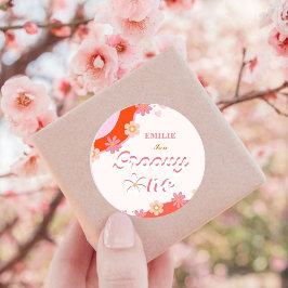 Groovy One 1. Geburtstag Party Boho Retro Daisy Runder Aufkleber